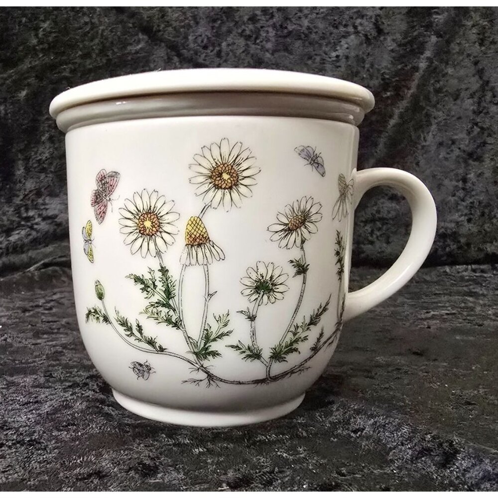 Andrea by Sadek Cup Mug with infuser & Lid Teacup Daisy Floral Design - Picture 2 of 5